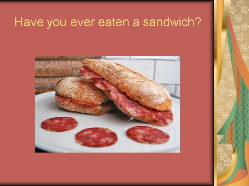 Have you ever eaten a sandwich?